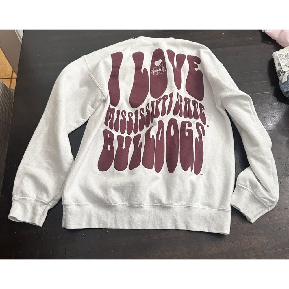 Women’s Mississippi State Sweatshirt White Medium - Picture 2 of 4